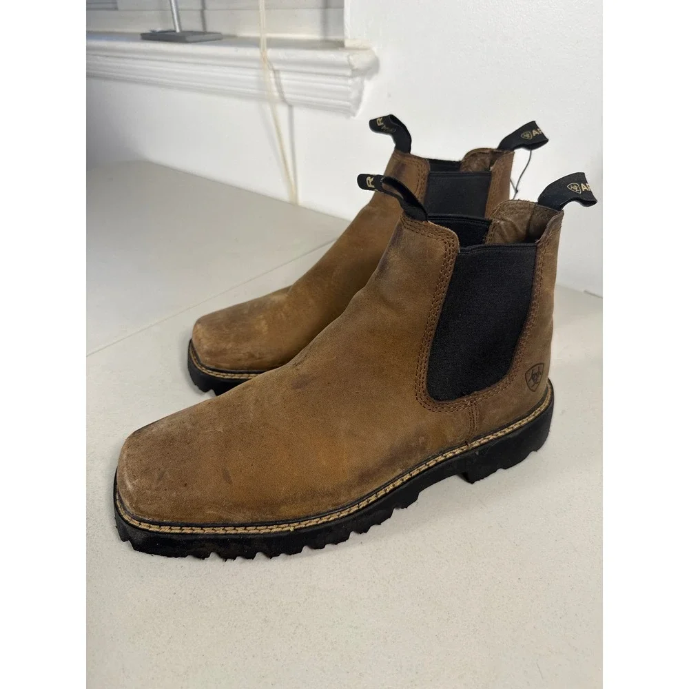 Ariat Mens Spot Hog Peanut Brown Leather Chelsea Boots 10002532 Size 8.5 D